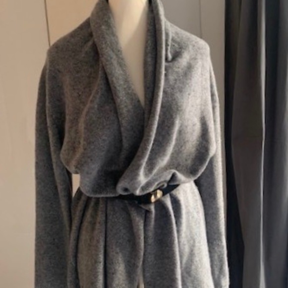 Aritzia Babaton Cardigan open cashmere grey/blue sweater medium - Picture 1 of 14